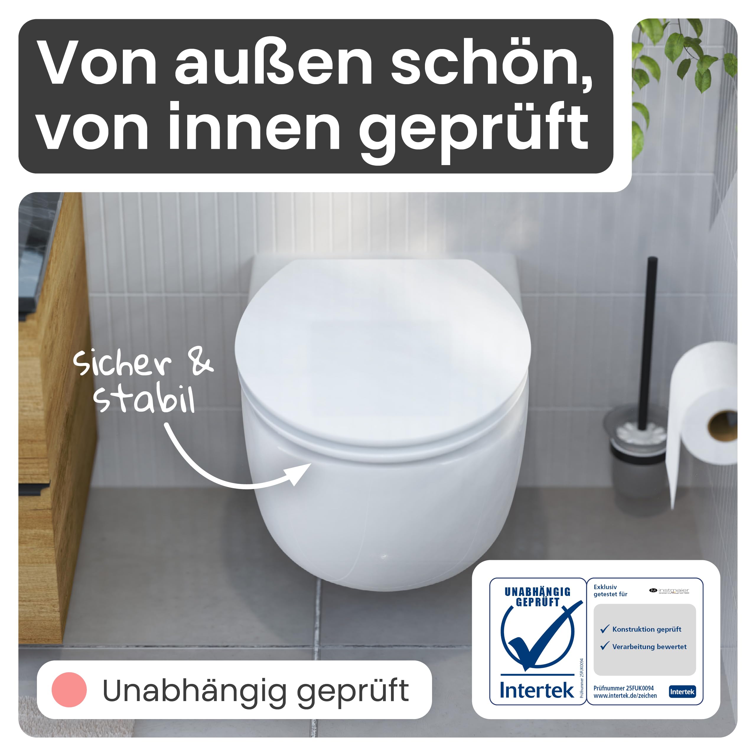 instmaier Gaia | Toilettendeckel | Oval | Weiß | FSC zertifiziert | WC-Sitz mit Absenkautomatik | Toilettensitz aus nachhaltigem Holz | Klodeckel | Klobrille | Toilettenbrille