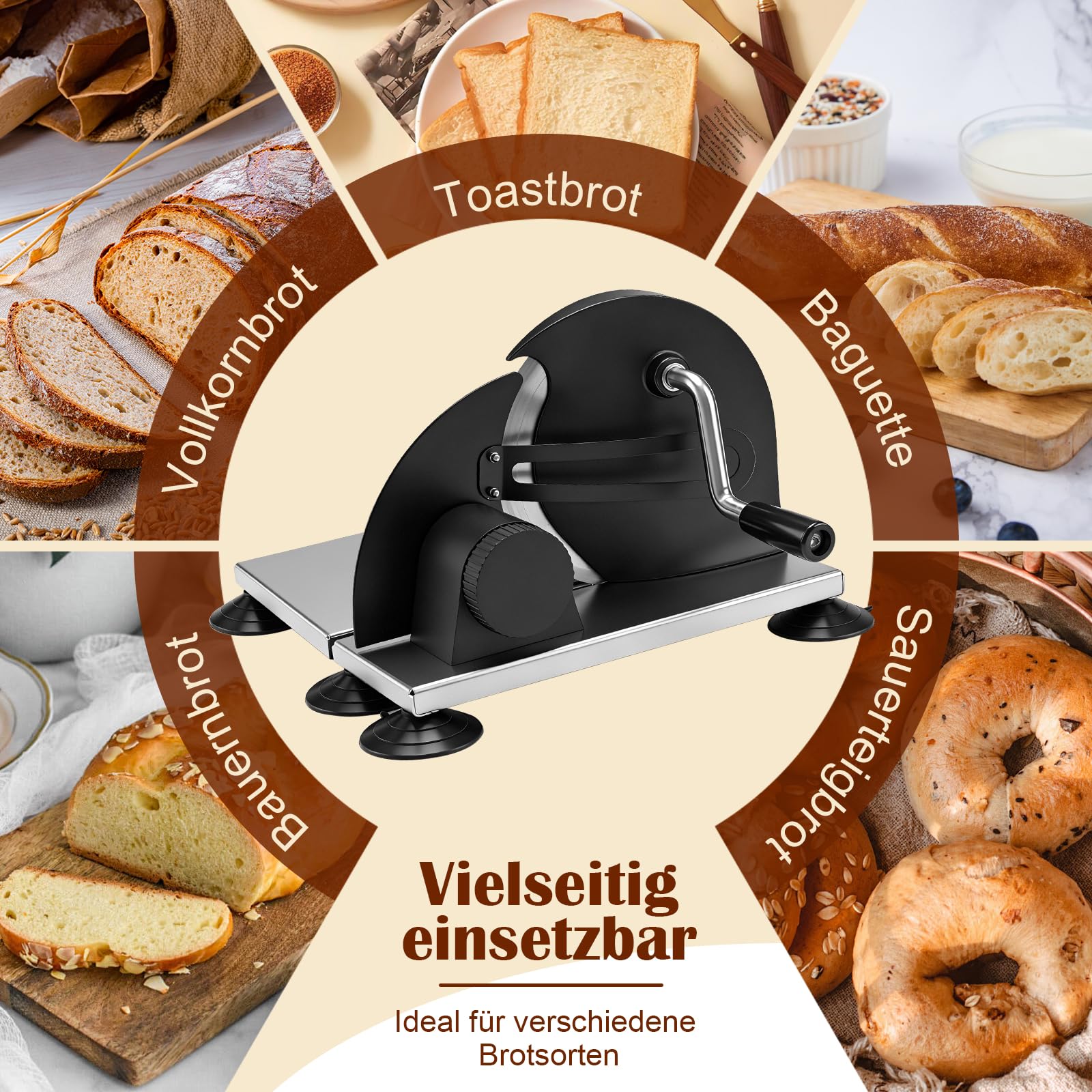 Manueller Brotschneider mit Edelstahlklinge, klappbar, für gleichmäßige Brotscheiben – Haushalt & Küche