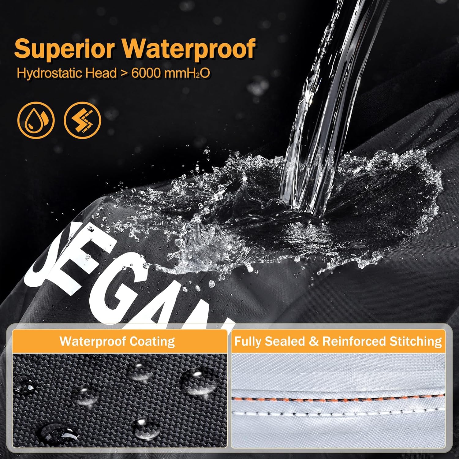 Heavy Duty Motorcycle Cover Waterproof Outdoor Universal Fit up to 92 Inch, All Season Protection for Kawasaki Z650 Ninja ZX-10R, Honda Rebel 500 CBR500R with See-Through License Panel 96.5"-XXL