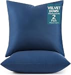 Throw Pillow Inserts Pack of 2-18 x 18 Inches Navy Velvet Cushion Inserts for Couch, Bed & Living Room Décor - Indoor Decorative Pillows
