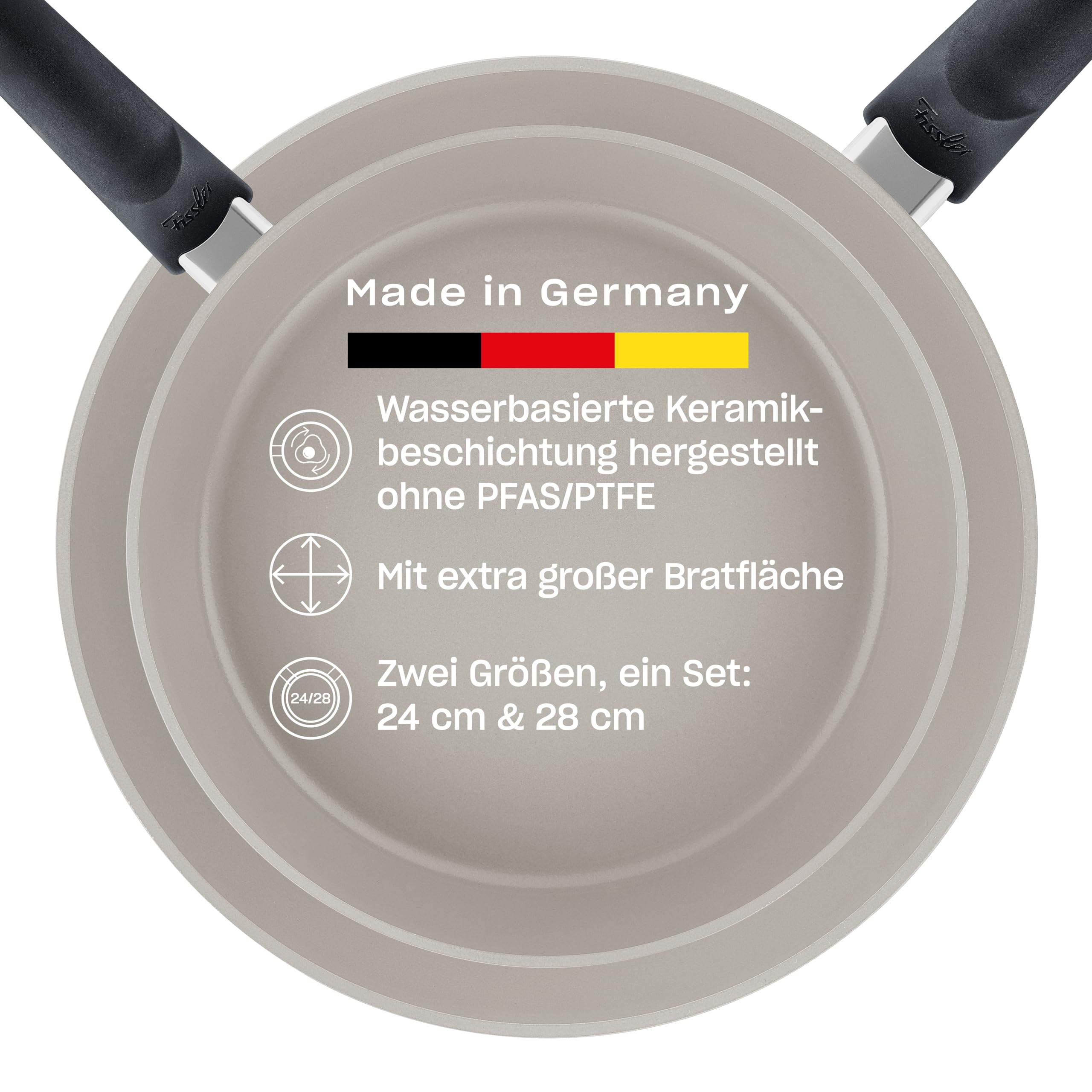 Fissler Ceratal® Comfort Pfannen-Set 2-teilig (24 + 28 cm, Grau) – Made in Germany, Keramikpfannen hergestellt ohne PFAS/PTFE, CookStar® Boden, Induktion [Exklusive bei Amazon]