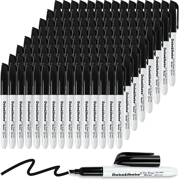Dabo&Shobo Dry Erase Markers Bulk, 120 Count Black Whiteboard Markers, Low Odor Dry Erase Markers, Chisel Tip, Suitable for School, Office, or Home