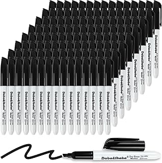 Dabo&Shobo Dry Erase Markers Bulk, 120 Count Black Whiteboard Markers, Low Odor Dry Erase Markers, Chisel Tip, Suitable for School, Office, or Home