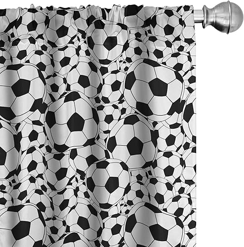 Miniatura 19 de Ambesonne - Cortinas de ventana de los 90, tema de los 90 con dispositivos de casa de estilo antiguo, patines en línea, zapatos de baile divertidos,