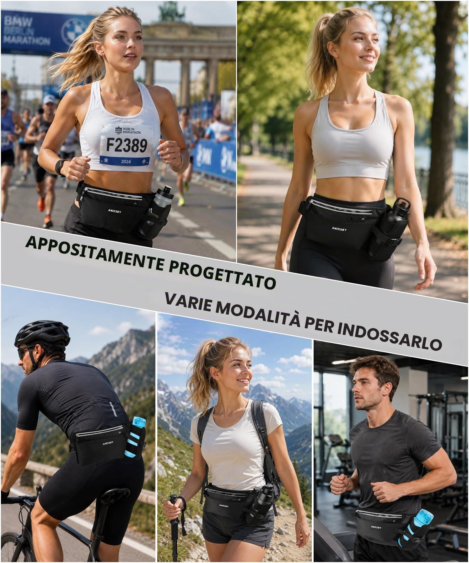Cintura da corsa per cellulare 7 pollici marsupio sportivo jogging fitness