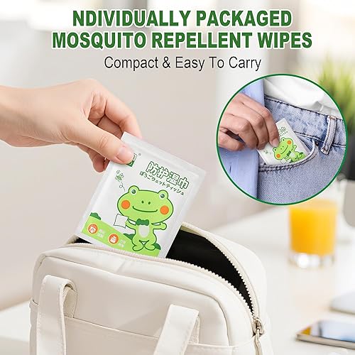 Miniatura 5 de 36 toallitas repelentes de mosquitos, aceite de menta, toallitas repelentes de insectos envueltas individualmente, protección segura y eficaz contra