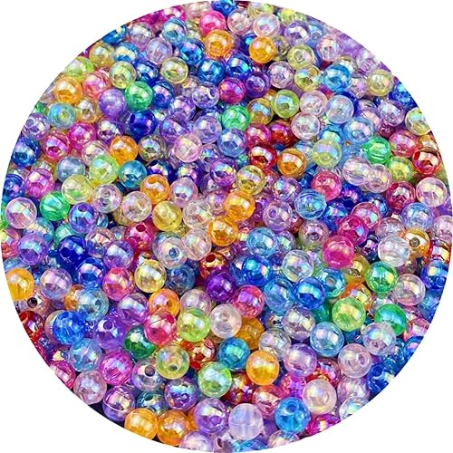 Miniatura 1 de 1000 cuentas redondas acrílicas de colores AB de 0.236 pulgadas, cuentas espaciadoras redondas para aretes, pulseras, collares, llaveros, joyería,