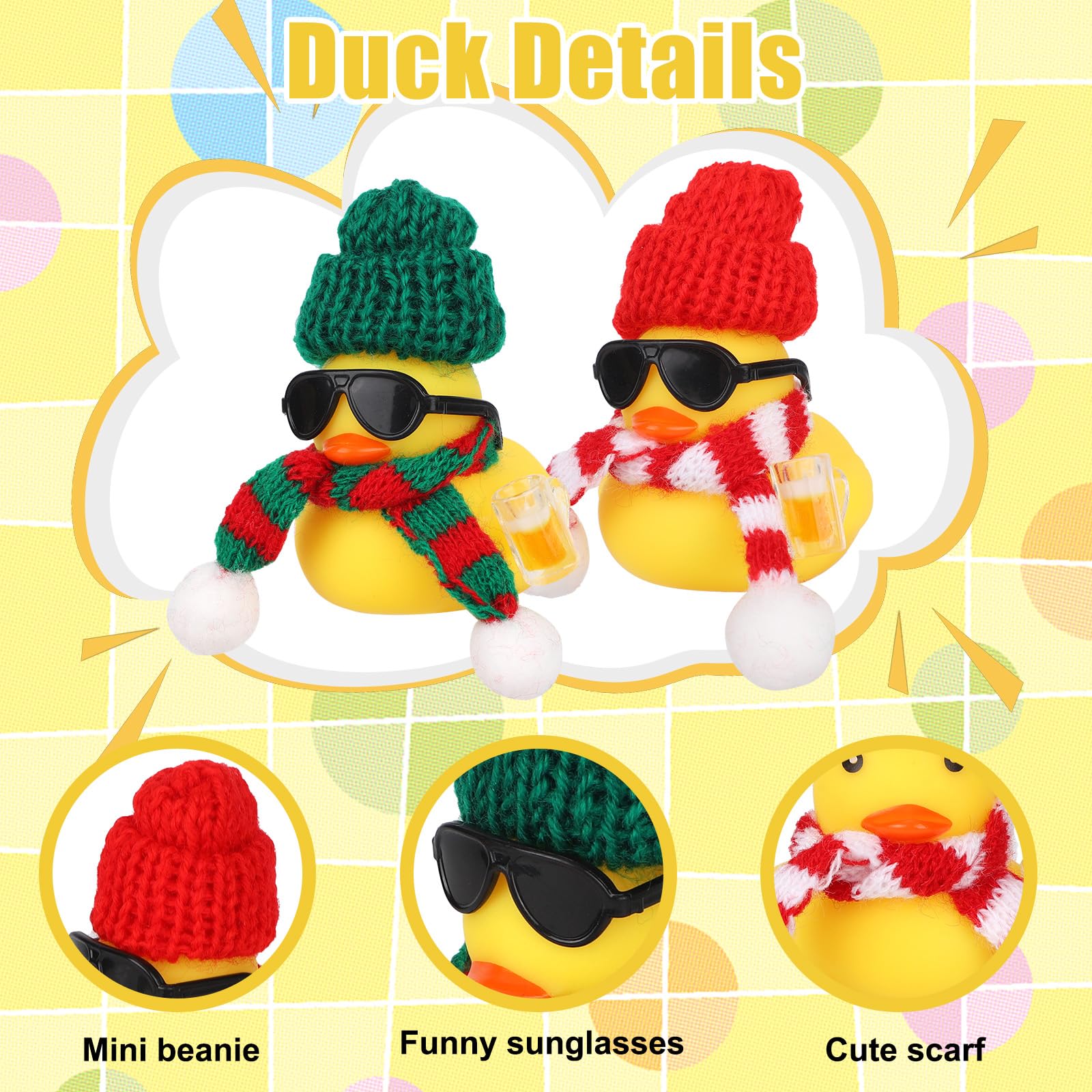 Christmas Rubber Duck Car Ornaments Yellow Duck Car Dashboard