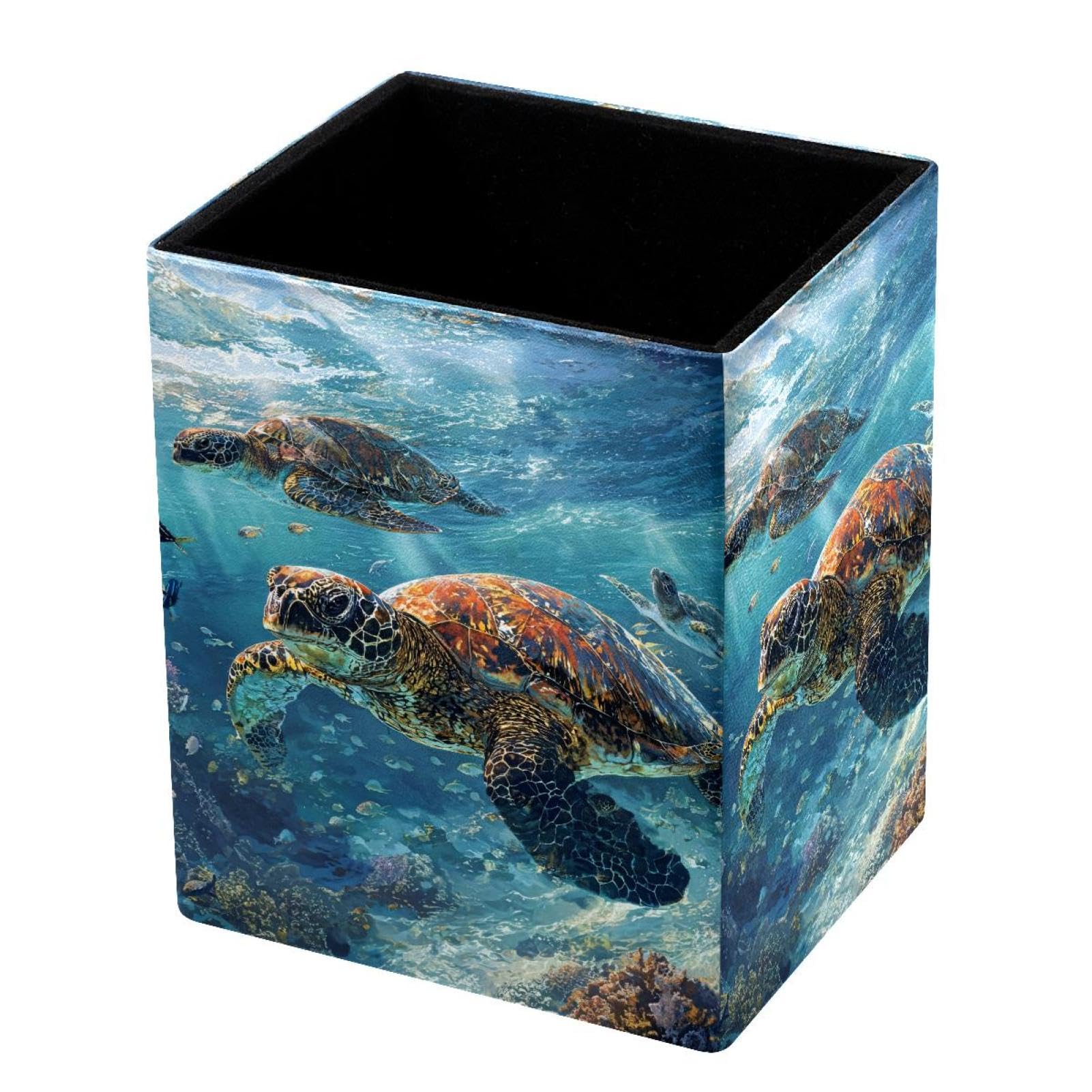 VAPOKF Pencil Holders for Desk, Sea Turtle Printed Pen Holders Pen Pot Makeup Brushes Storage Desktop Stationery Supplies Organiser for Home Office
