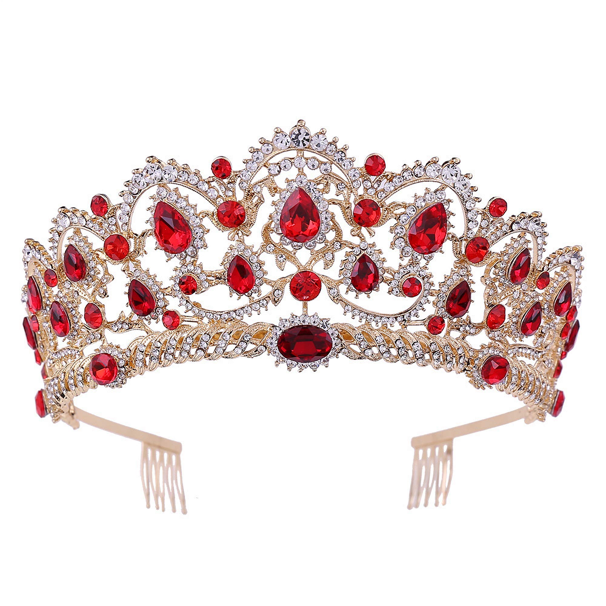 Decentraland Corona barroca de cristal con diamantes de imitación peine para boda, corona nupcial, novia, princesa, cumpleaños, boda, desfile, baile, Halloween, fiesta, Resina Aleación Resina