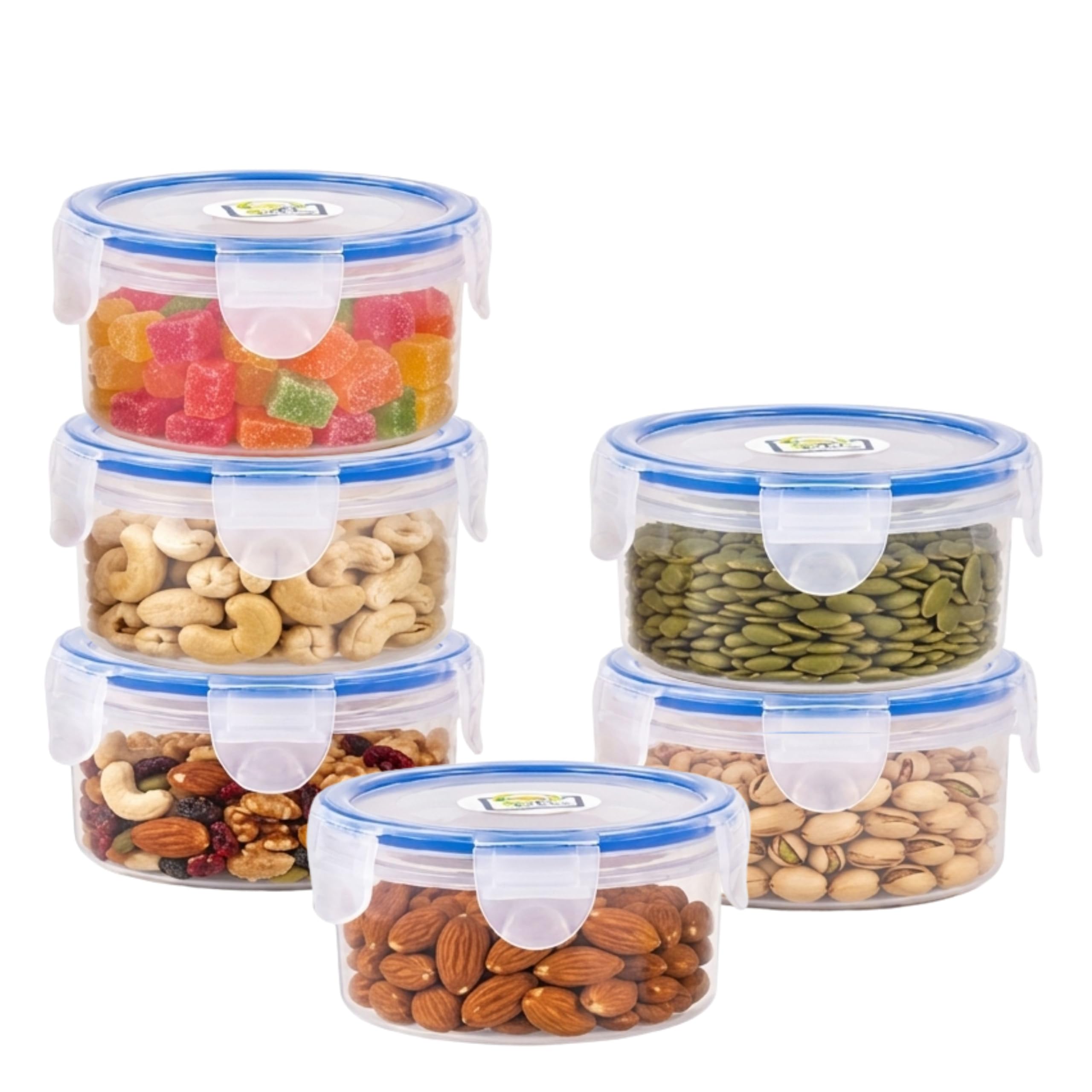 100ml Airtight Transparent Clip & Lock Container Box Set | Multipurpose Small Storage Jar Dabba for Kitchen, Masalas, Spices, Chutney, Sauce, Seeds & Office Supplies | Food-Grade Pantry Organizer Box