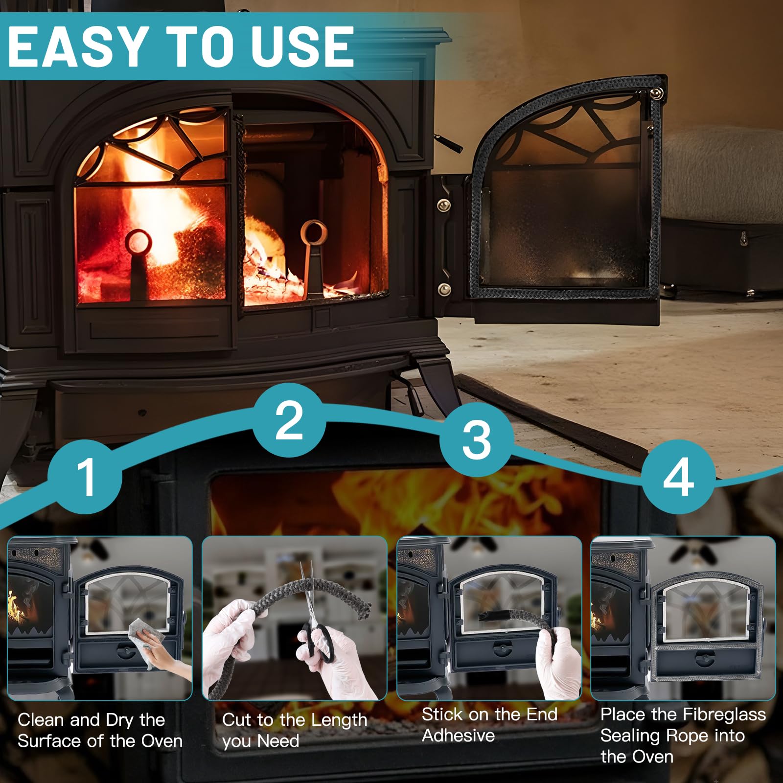 LALAGO 1 Pièce 10mm X 2,5m Joint En Fibre De Verre Avec 4 Ruban, Joint