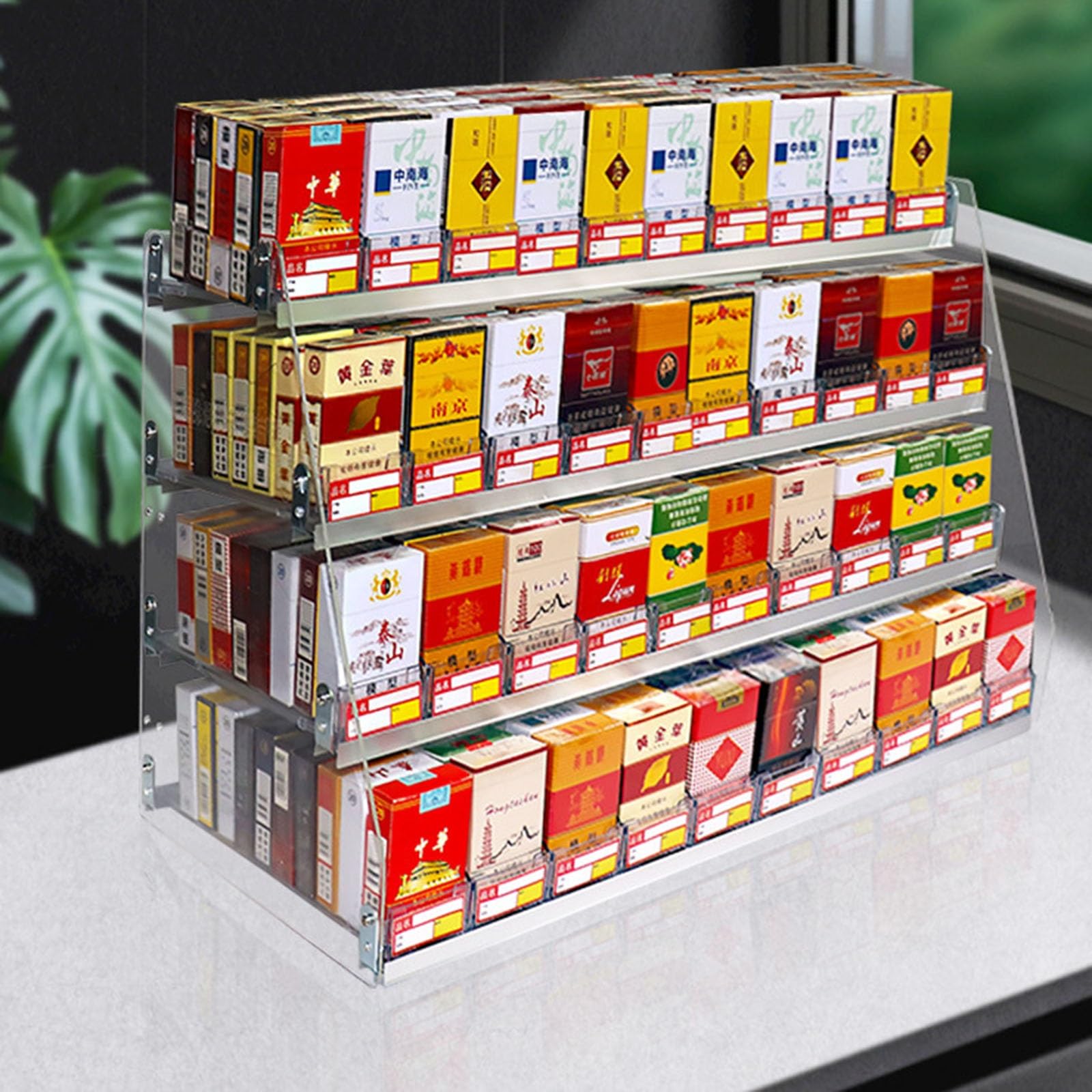 Expositor de cigarrillos de acrílico para optimizar la venta en estancos y recepciones