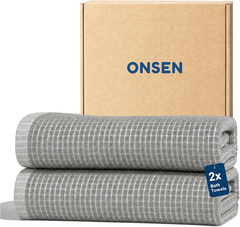 ONSEN Toalhas de Banho Terry Esculpidas Grey Fog, Pacote com 2
