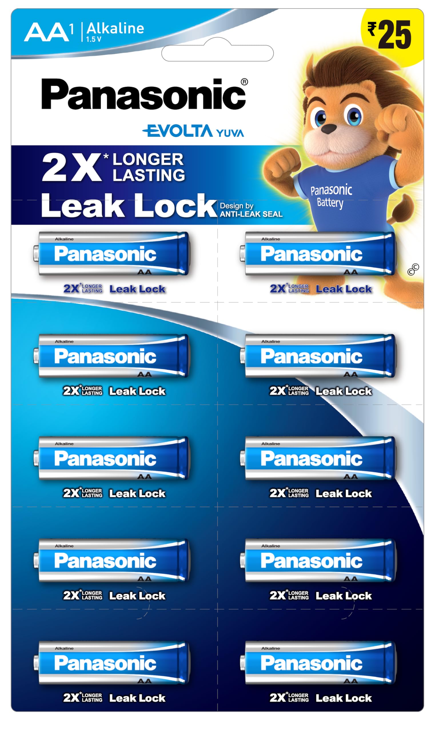 Panasonic Evolta Yuva, Alkaline AA Battery, 2 Times Longer Lasting, Leak Lock Designed by Anti-Leak Seal Technology for Everyday Devices, Clock, Toy, Remote, Pack of 10 - Evolta Yuva-image-28