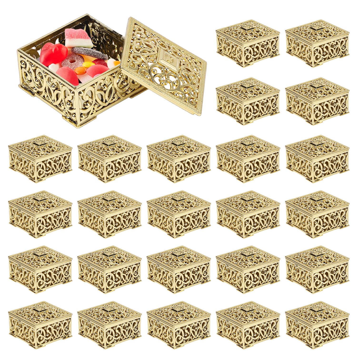 Hapivida Wedding Gift Boxes, Plastic Mini Hollow Out Candy Gift Box, Party Favour Candy Boxes for Wedding Favours, Christmas, Birthday