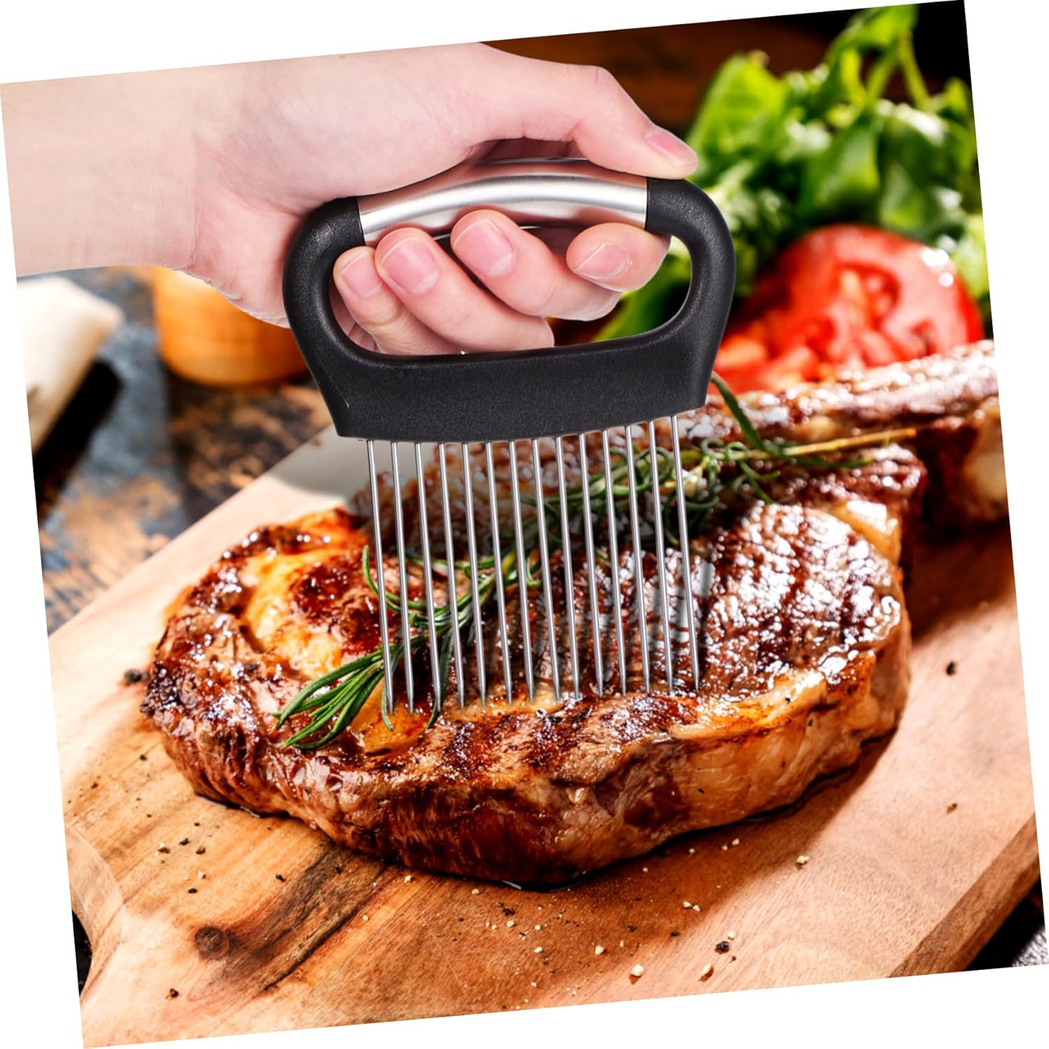 Mikinona 3pcs Onion Holder Onion Slicing Tool Meat Tenderizer Vegetable Cutter for Effortless Slicing of Tomatoes More Kitchen Gadget