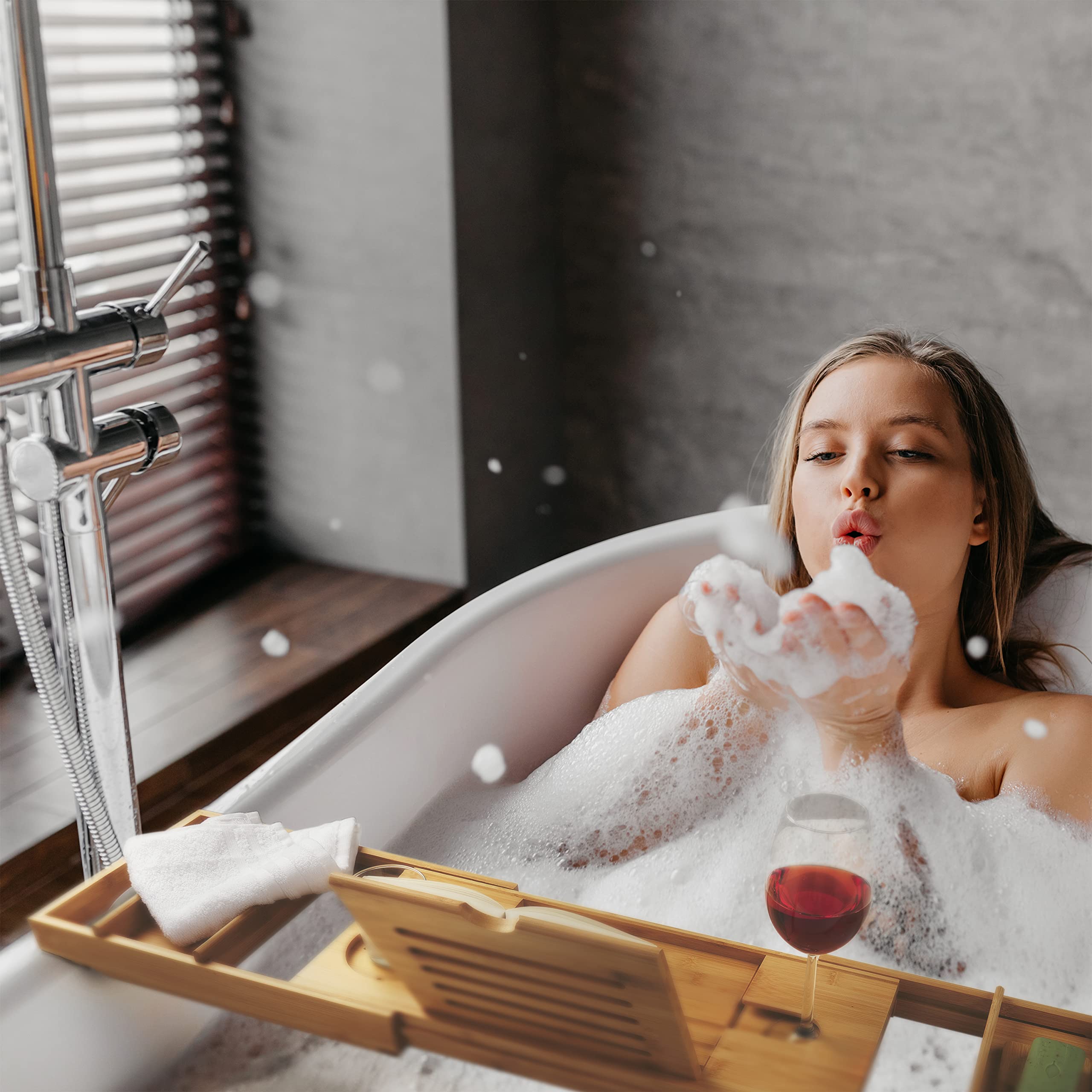 Plateau De Baignoire En Bambou Antidérapant Avec Côtés Extensibles Et