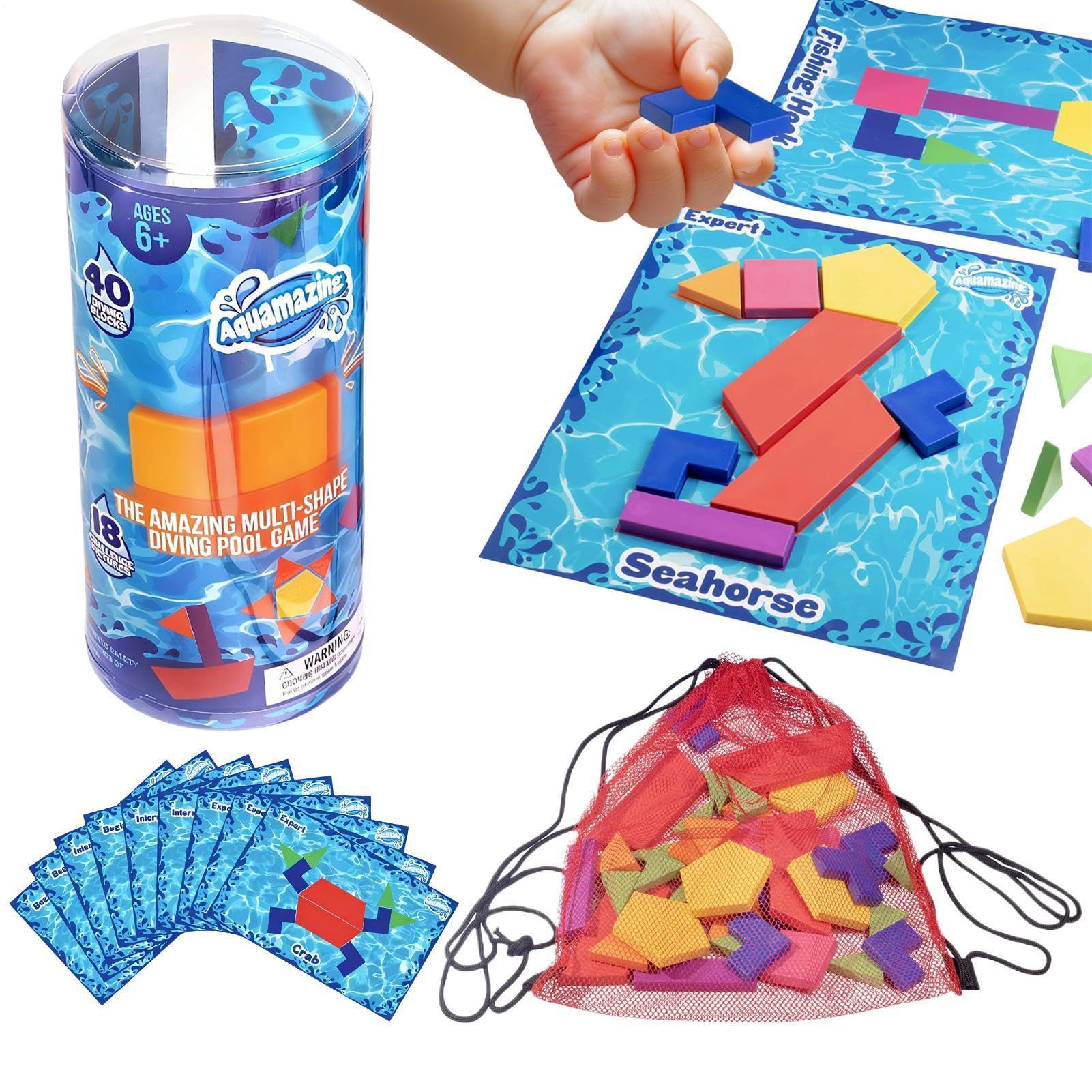 Rihqey Seek And Splash Pool Game, Portable Pool Diving Game Kit, Interactive Children's Water Toys, Fun Underwater Games Set, for Summer Community Vacations Travel Camping Picnic Beach Backyard