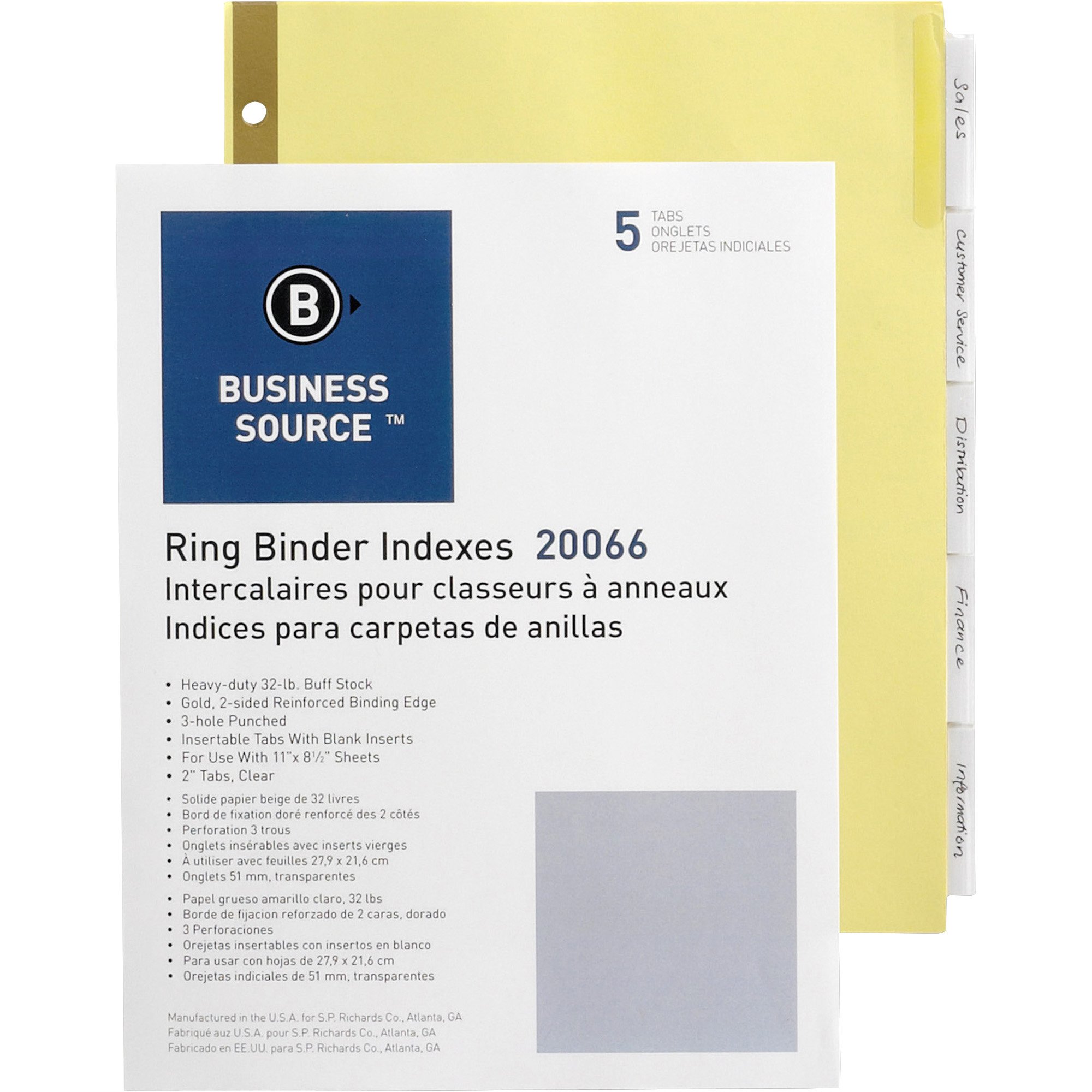 Photo 1 of 2 PACKS Business Source 20066 Insertable Tab Divider - Set of 5 Clear Tabs