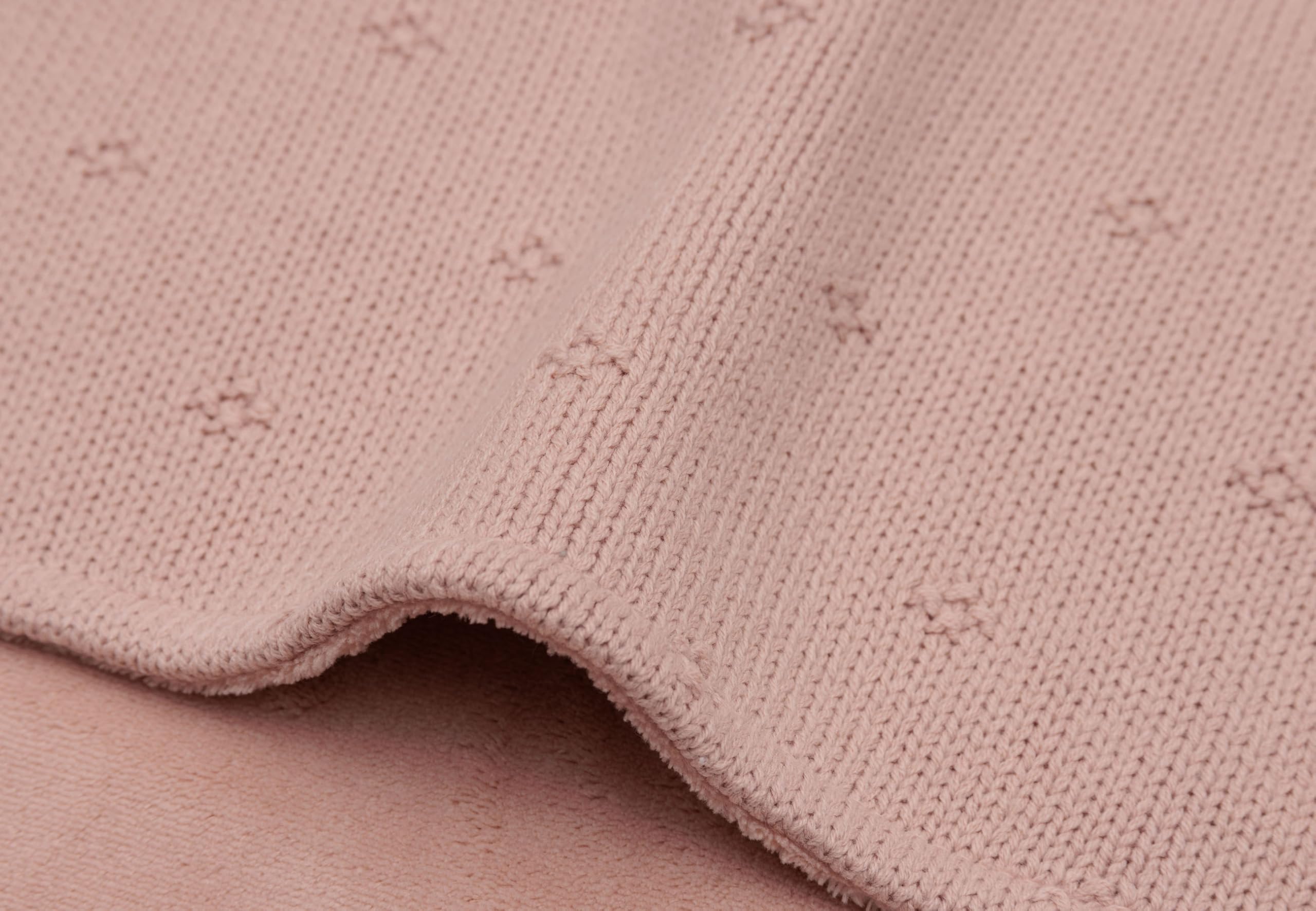 Jollein Coperta per bambini Cosy Knit, Wild Rose – Velvet – 100 x 150 cm – 60% cotone, 40% acrilico, interno 100% poliestere – per lettino – 2.0 TOG – certificato Oeko-Tex – motivo a maglia