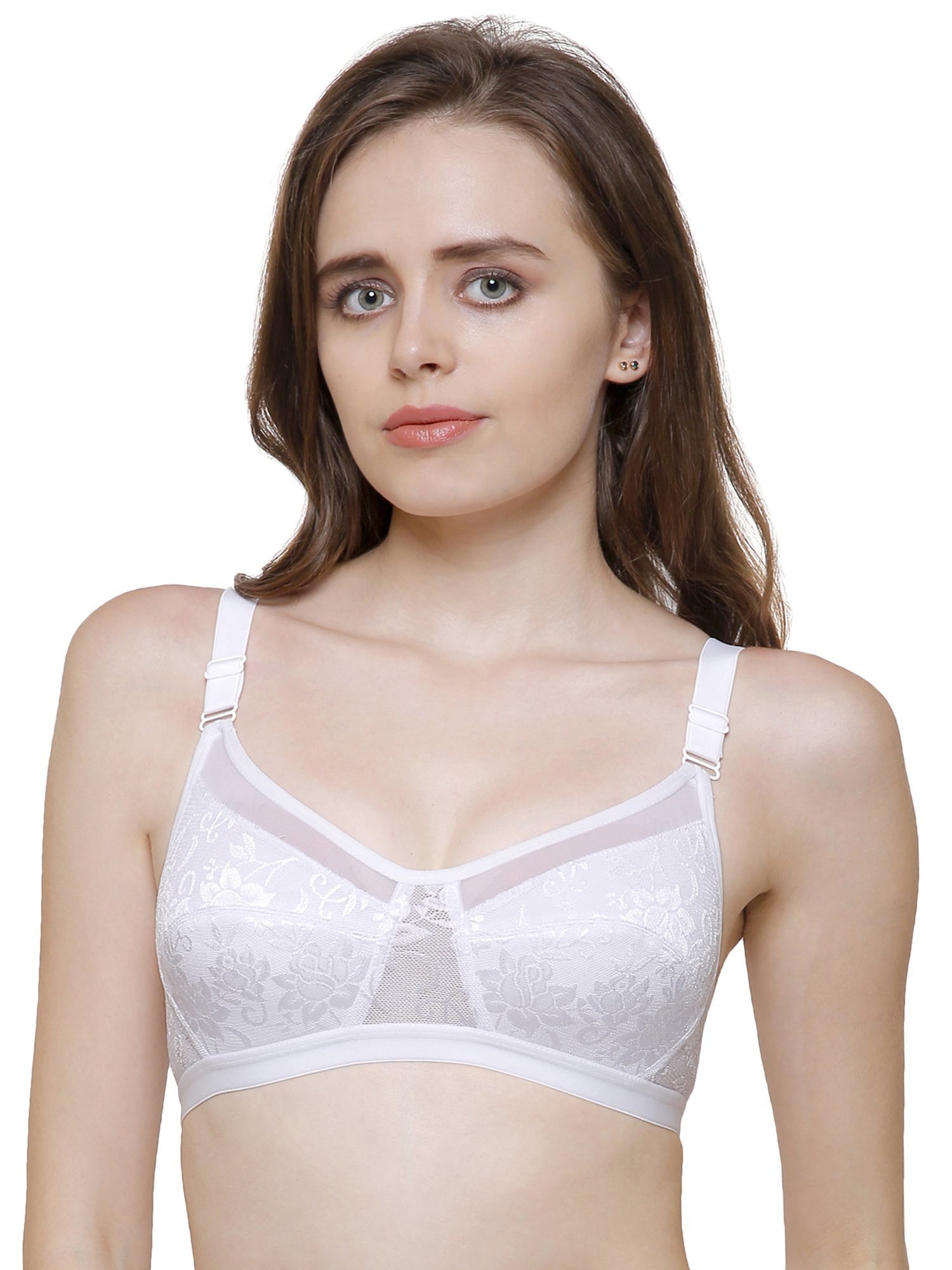 INKURV Non-Padded Full Coverage Bra for Women with Cotton Blend Lining | Stylish and Stretchable Net Design | Fancy and Soft Bra for Women Daily use-picture-42