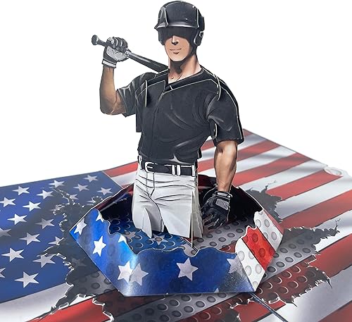 PQDGlobal Tarjeta emergente 3D de jugador de béisbol, arte de papel y artesanía, tarjeta de felicitación, cumpleaños, aniversario, Navidad, tarjeta