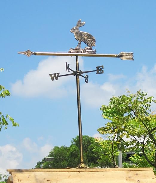 Brass Rabbit Weather Vane for Roof Windcup Weathervanes
