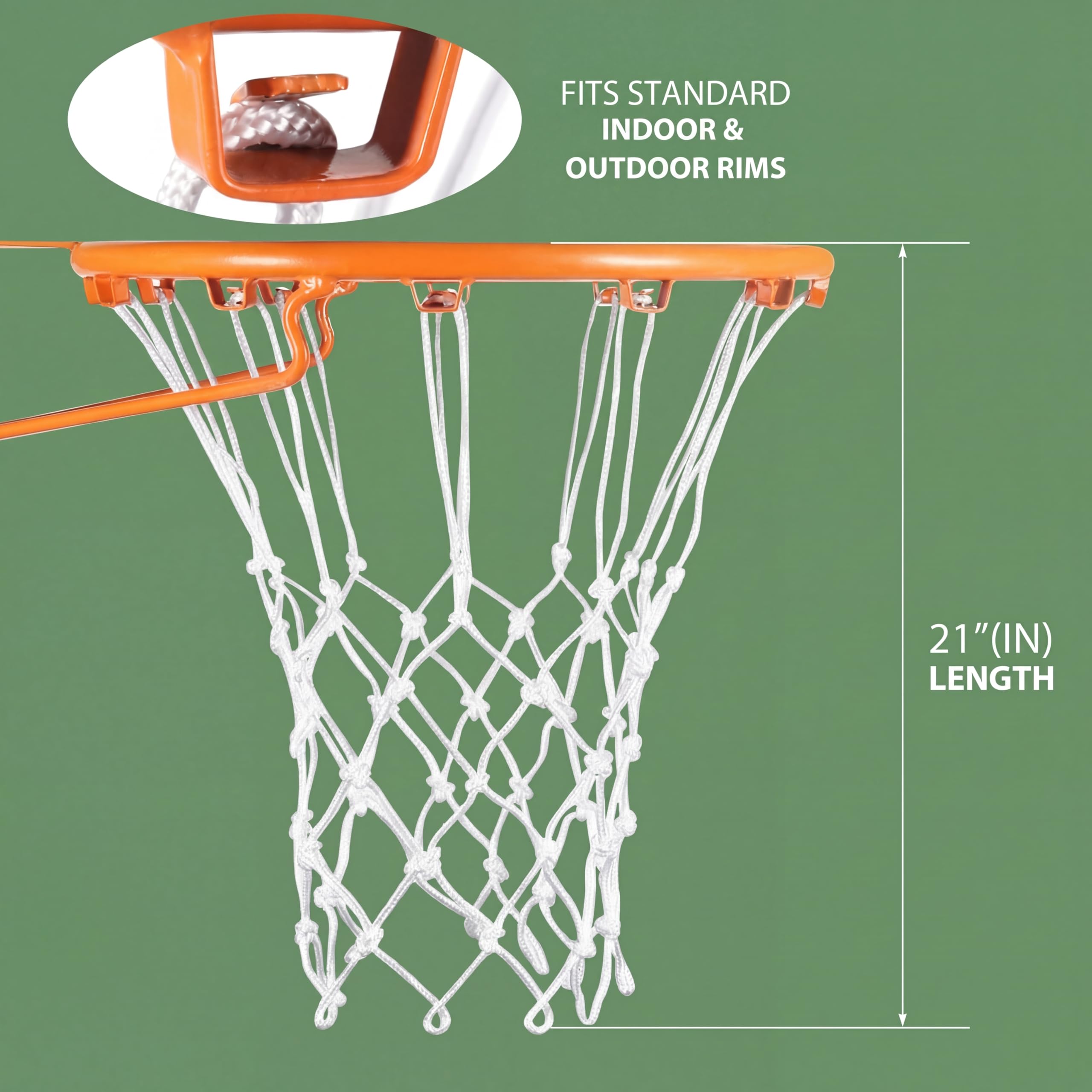 Syhood - Filet de basket-ball de rechange pour tous les temps, compatible avec les paniers de basket-ball standard d'intérieur ou d'extérieur, 12 boucles