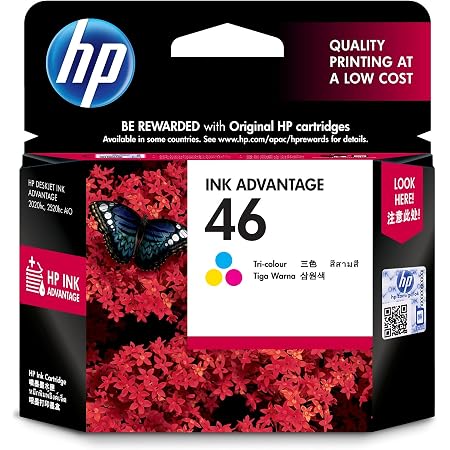 HP 46 - Cartucho de tinta para impresoras (Cian, Magenta, Amarillo, 750  páginas, HP Deskjet Ink Advantage 2020hc, 2520hc) : Amazon.es: Informática
