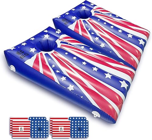 Fisca Juego de cornhole inflable flotante para piscina, juguete de verano para niños, adolescentes, adultos y familia, incluye 8 bolsas flotantes