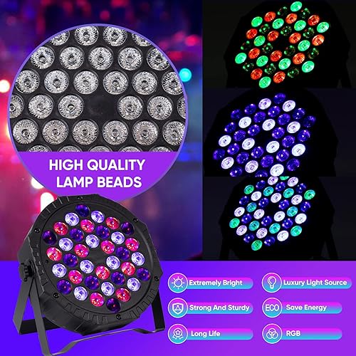 Miniatura 2 de Etapa DJ Par Luces para fiesta: 36 RGB LED Uplighting Luz de escenario con control remoto DMX activado por sonido - Luces de discoteca para fiestas