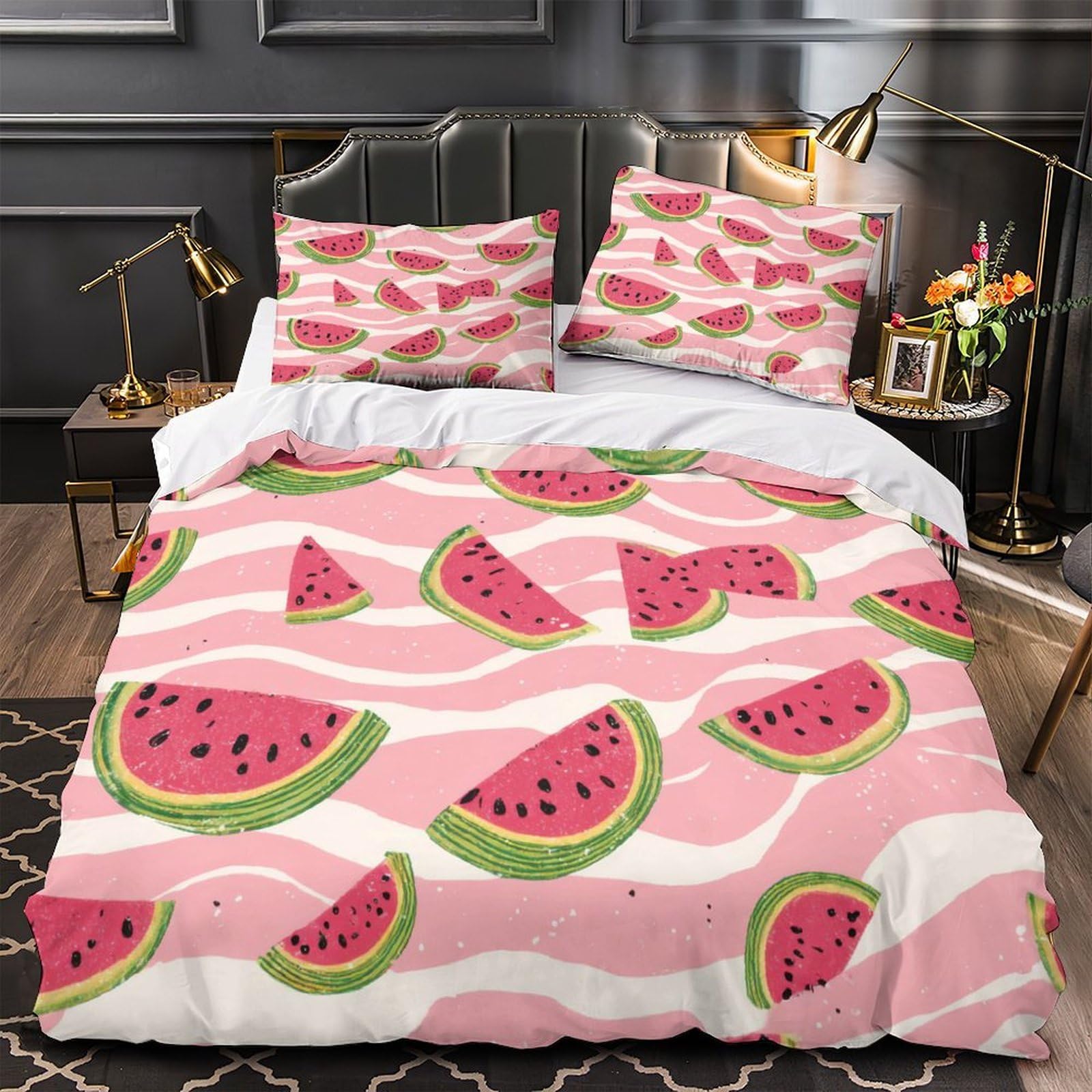 Housse de couette microfibre hypoallergénique pastèque 3D