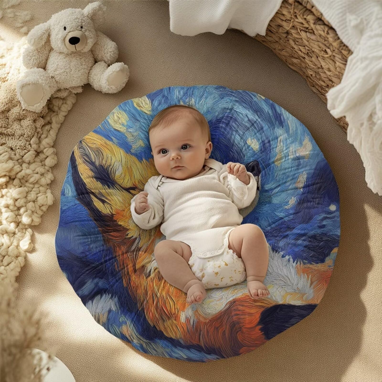 Oamsistay Newborn Lounger Cover,Baby Lounger Cover, Newborn Lounger Cover for Girls Boys,Starry and Fox Breathable & Comfortable Baby Lounger Cover Cover for Baby Newborn Lounger