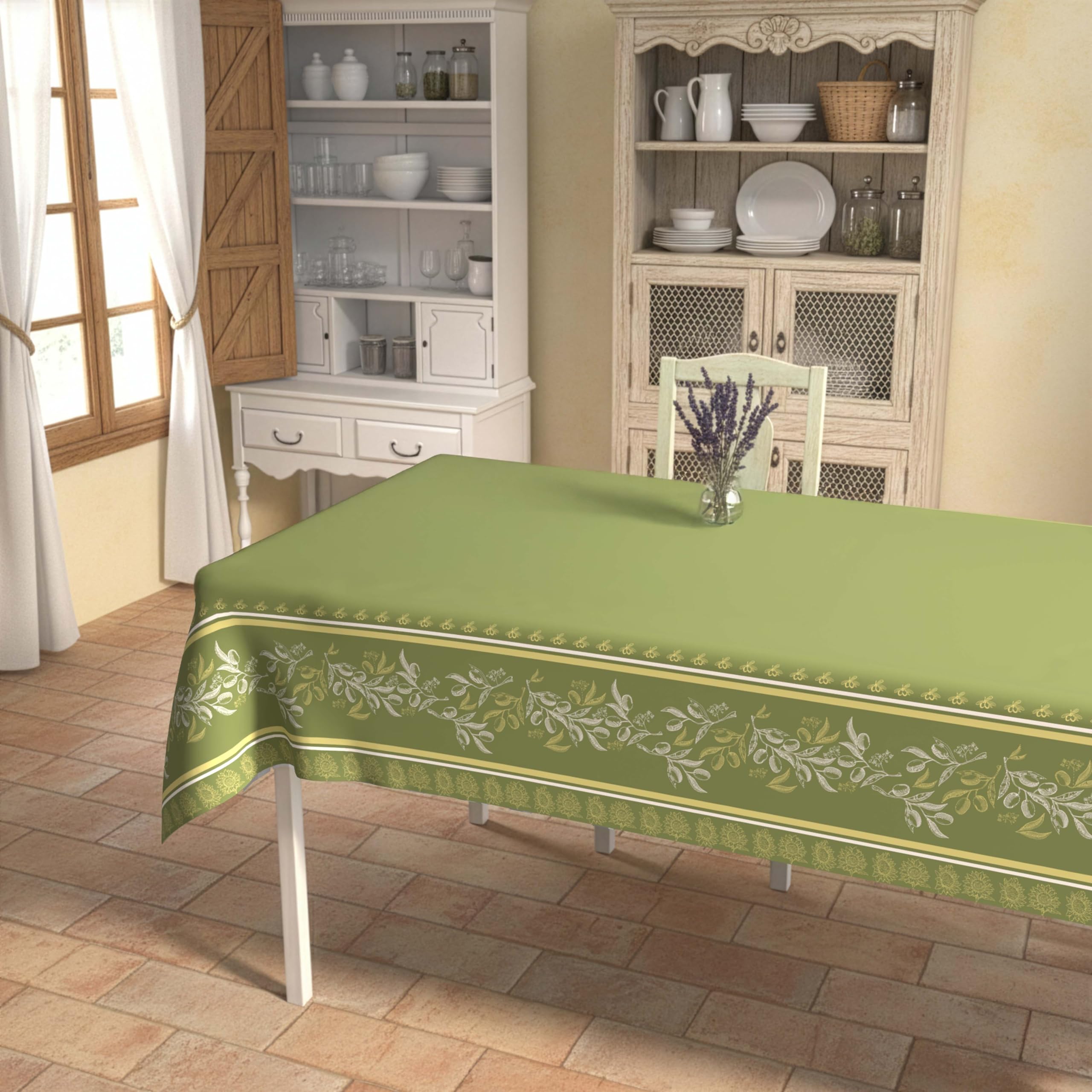 Nappe imprimée anti-taches rectangle 140x300 LUBERON Soleil d'ocre