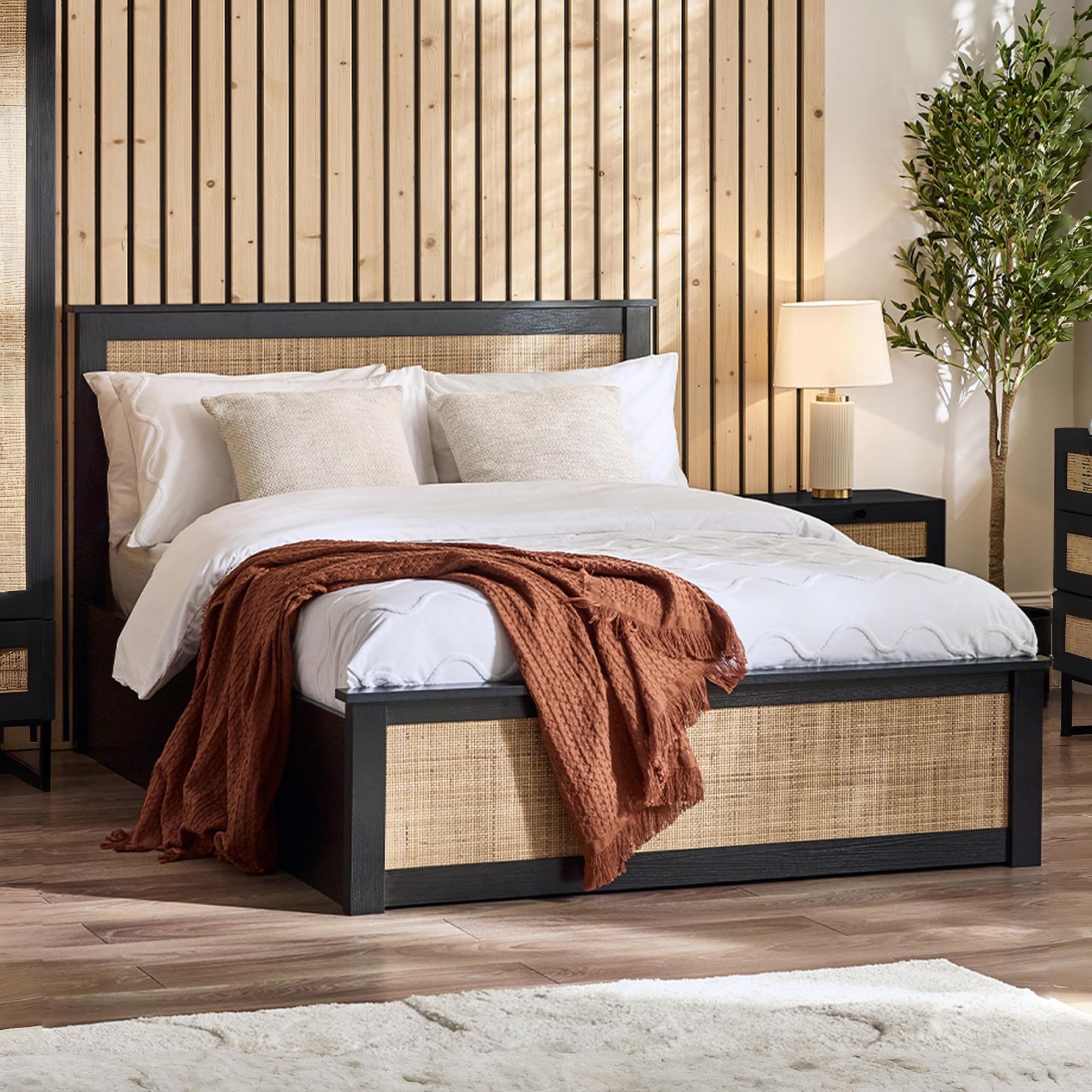 Julian Bowen Double Ottoman Bed - Black - Oak Effect