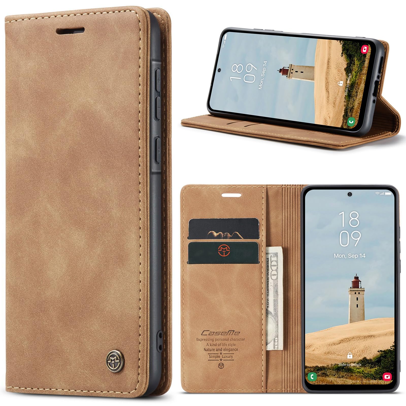 Azororo Cover per Samsung Galaxy A56 5G, Premium PU Pelle Custodia, Magnetica Carta Fessura Portafoglio Case, Flip Cavalletto Custodia per Samsung Galaxy A56- Marrone