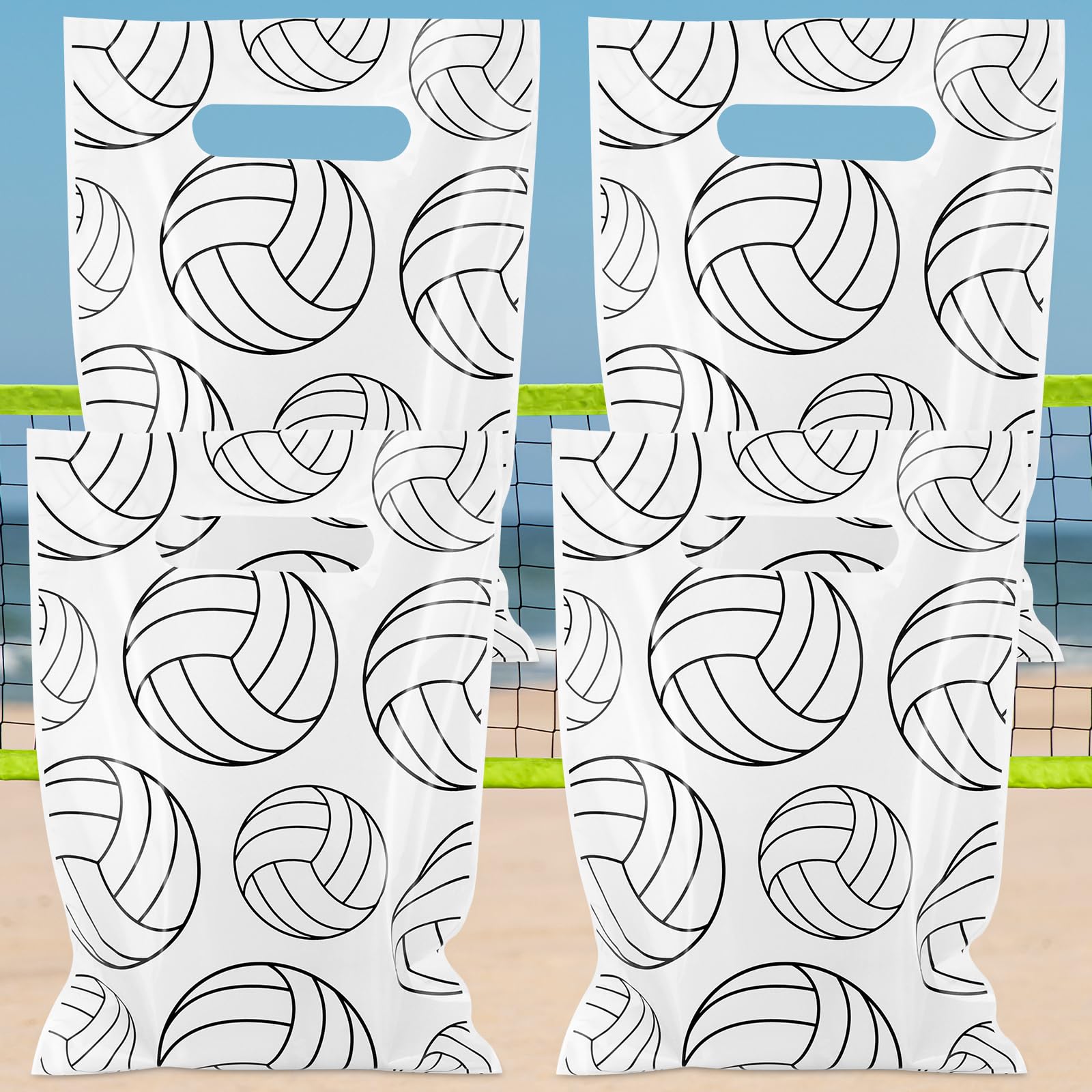Hxezoc 50 Pieces Volleyball Gift Bags Plastic Volleyball Bags Practical Gift Bags Sport Party Favors for Volleyball Theme Birthday Party Decoration Supplies