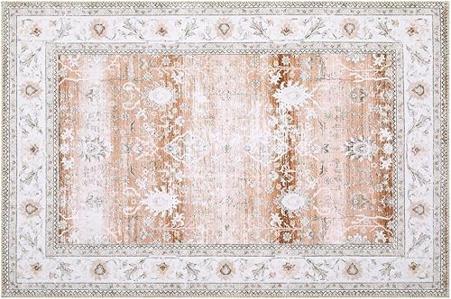 Miniatura 10 de COZYLOOM Tapete vintage floral de 2 x 3 pulgadas, tapete oriental envejecido, para entrada, pasillo, cubierta de suelo para puerta delantera, tapete