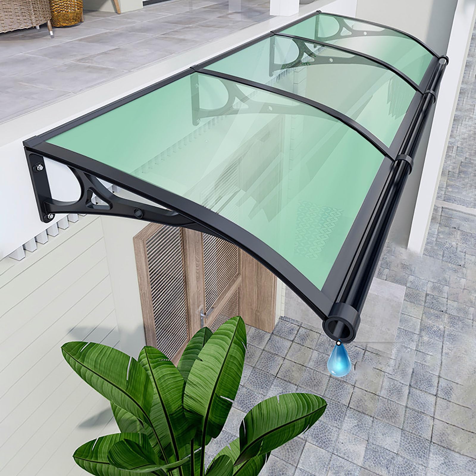 GJMSSMY Polycarbonate & Aluminum Window Awning 80x280cm UVResistant Canopy for Front Door & Veranda Outdoor Shelter for Rain & Snow Protection Large Sink r