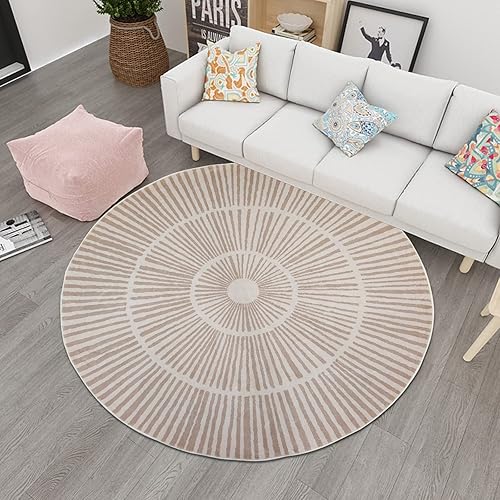 Miniatura 8 de Lacomfy Alfombra moderna redonda contemporánea de 6 pies, alfombra geométrica abstracta para dormitorio, alfombra circular antideslizante, alfombra