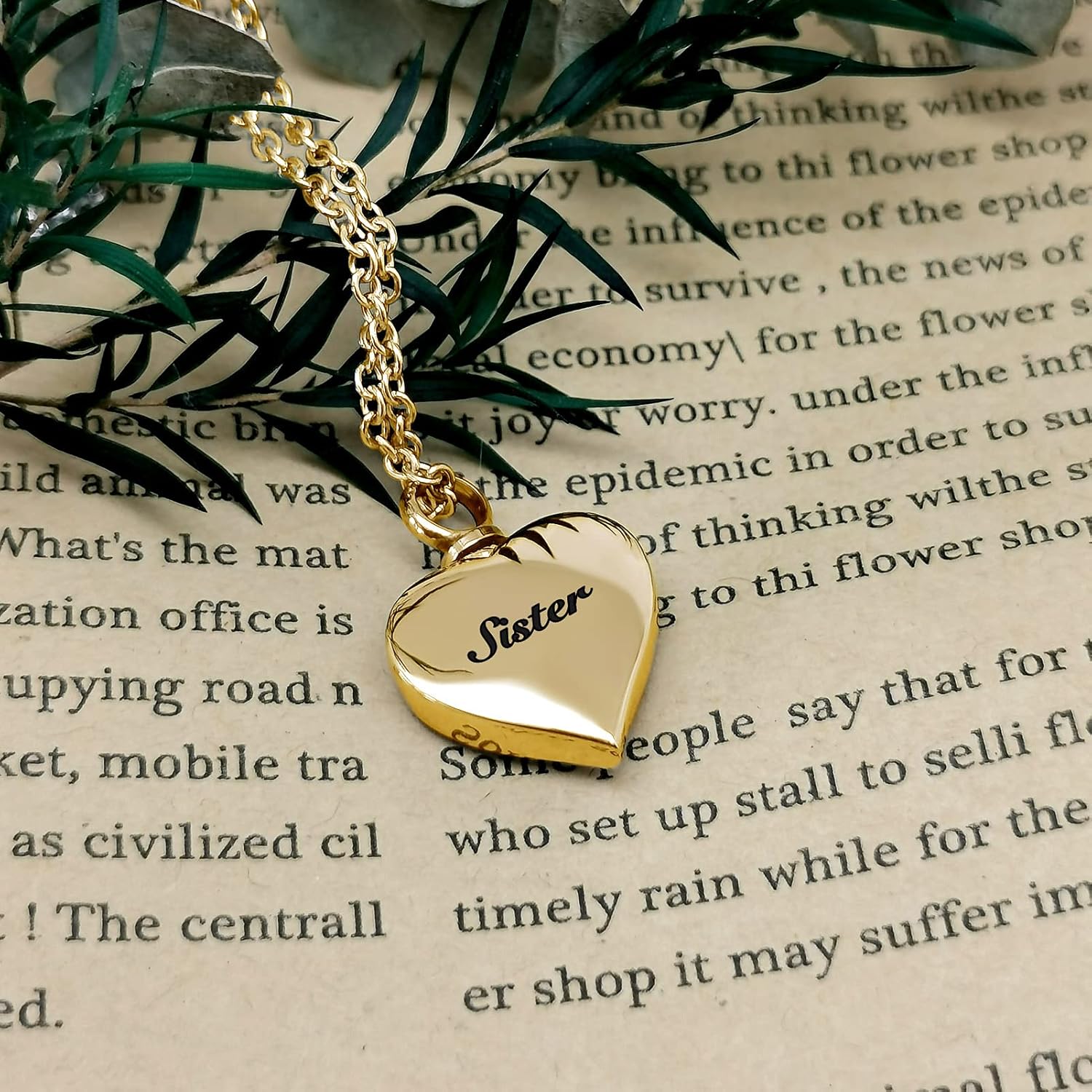 Gold Heart Cremation Jewelry for Mom Papa Sister Ashes Angel Wing Urn Necklace Memorial Keepsake Pendant Jewelry - Image 3