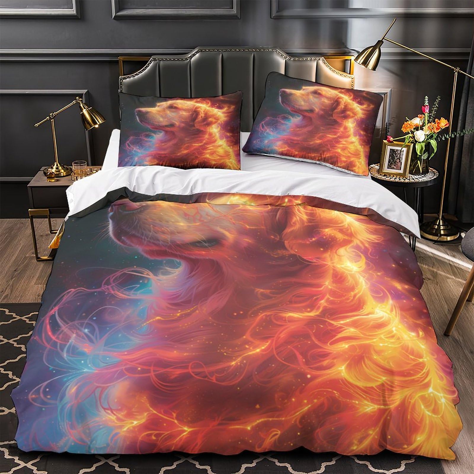 Parure de lit enfant 140x200cm Golden Dog super douce pour créer une chambre de rêve féerique