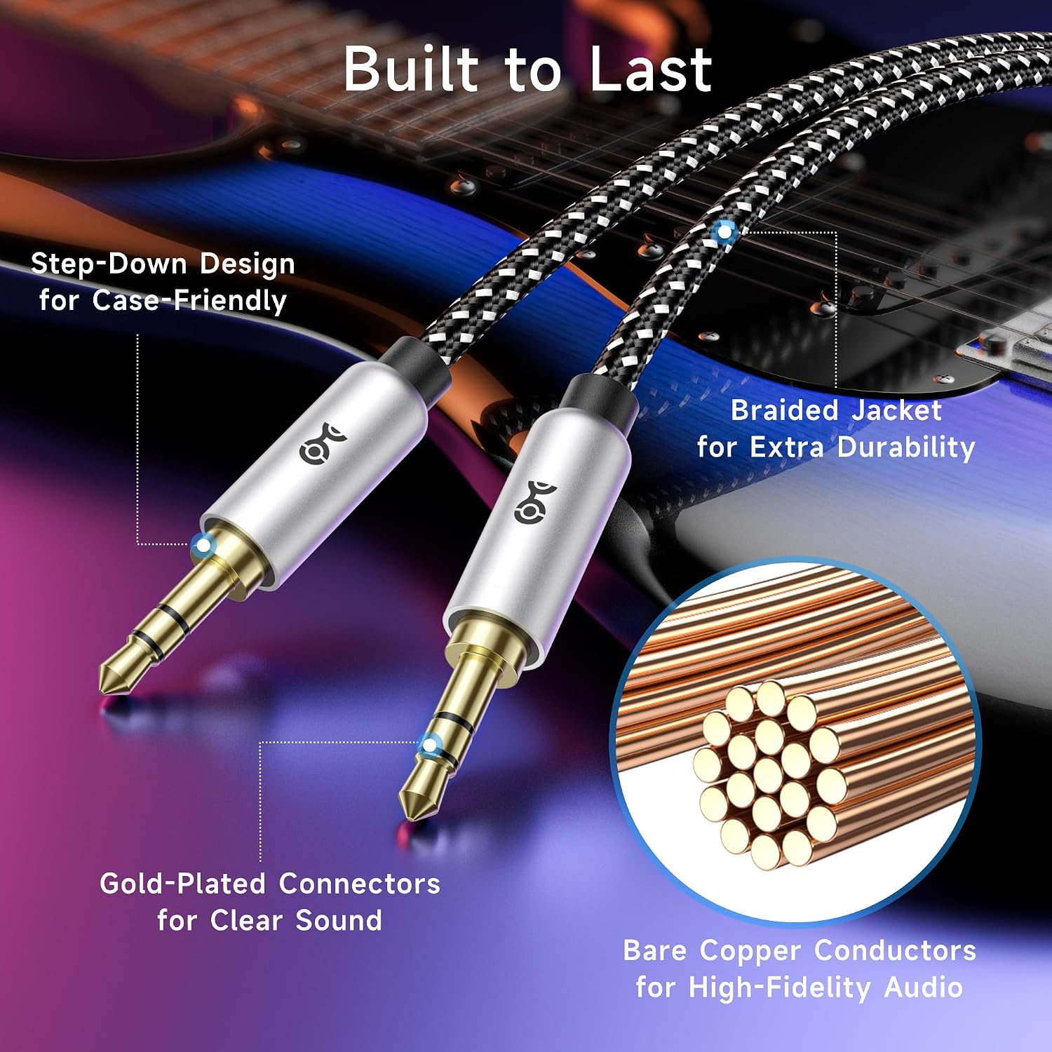 Cable Matters 2-Pack 3.5mm Audio Cable - 6ft, (3.5mm Auxiliary/Aux Cord, Male to Male 3.5 mm Audio Cable, Headphone Cord) - 6 Feet / 1.8 Meters