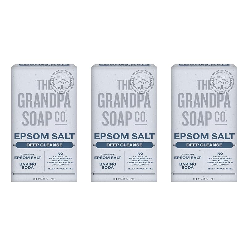 Sabonete em barra com sal de Epsom e bicarbonato Grandpa's, 3 unidades de 120 g