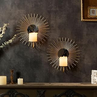 25 Metal Candle Holder Decor Ideas for Industrial Style 13 AIM & GGKK Wall Candle Sconce Holder,Set of 2 Mirror Wall Mounted Metal ...