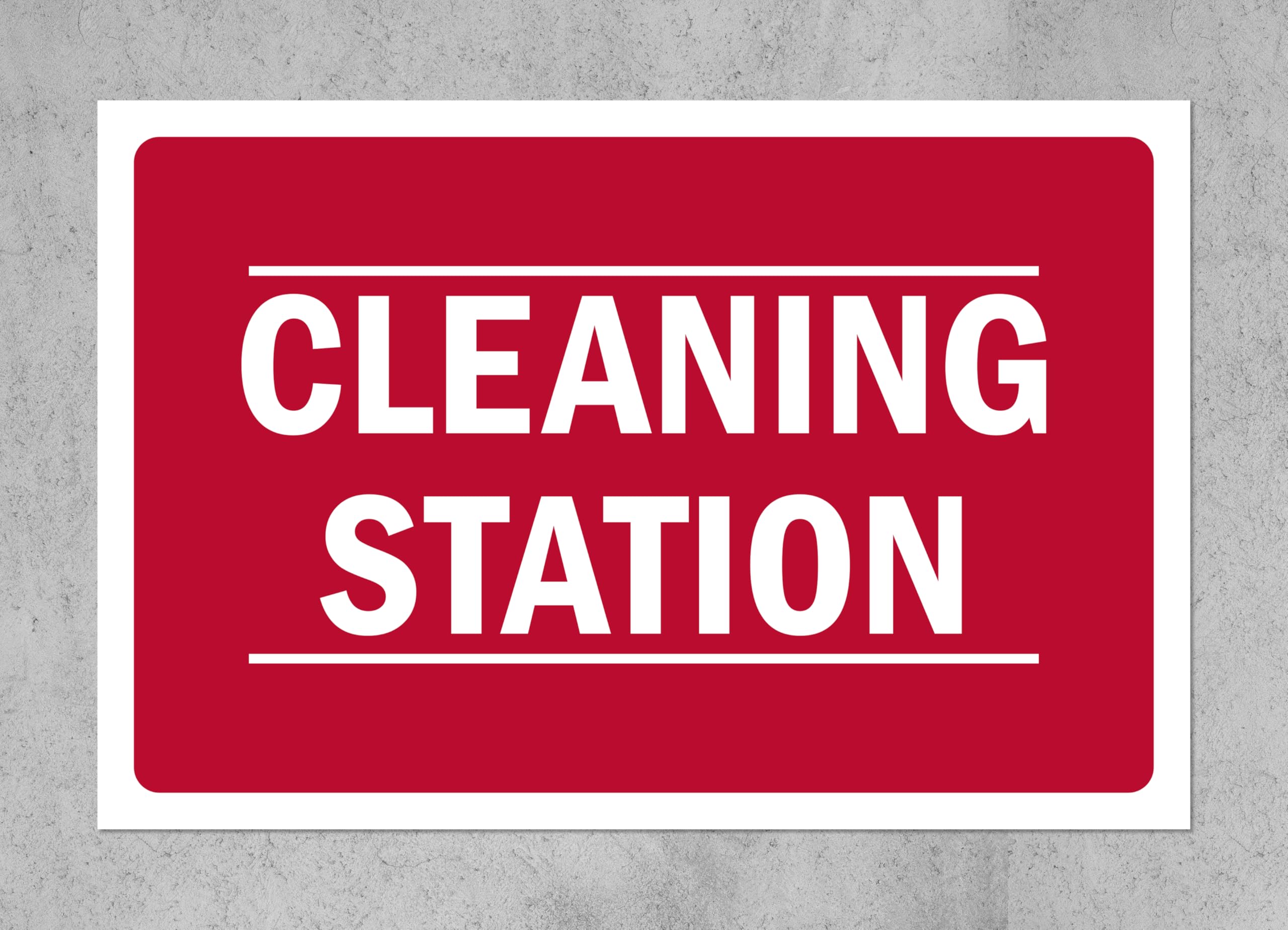 Cleaning station safety sign - Self adhesive sticker (300mm x 200mm)