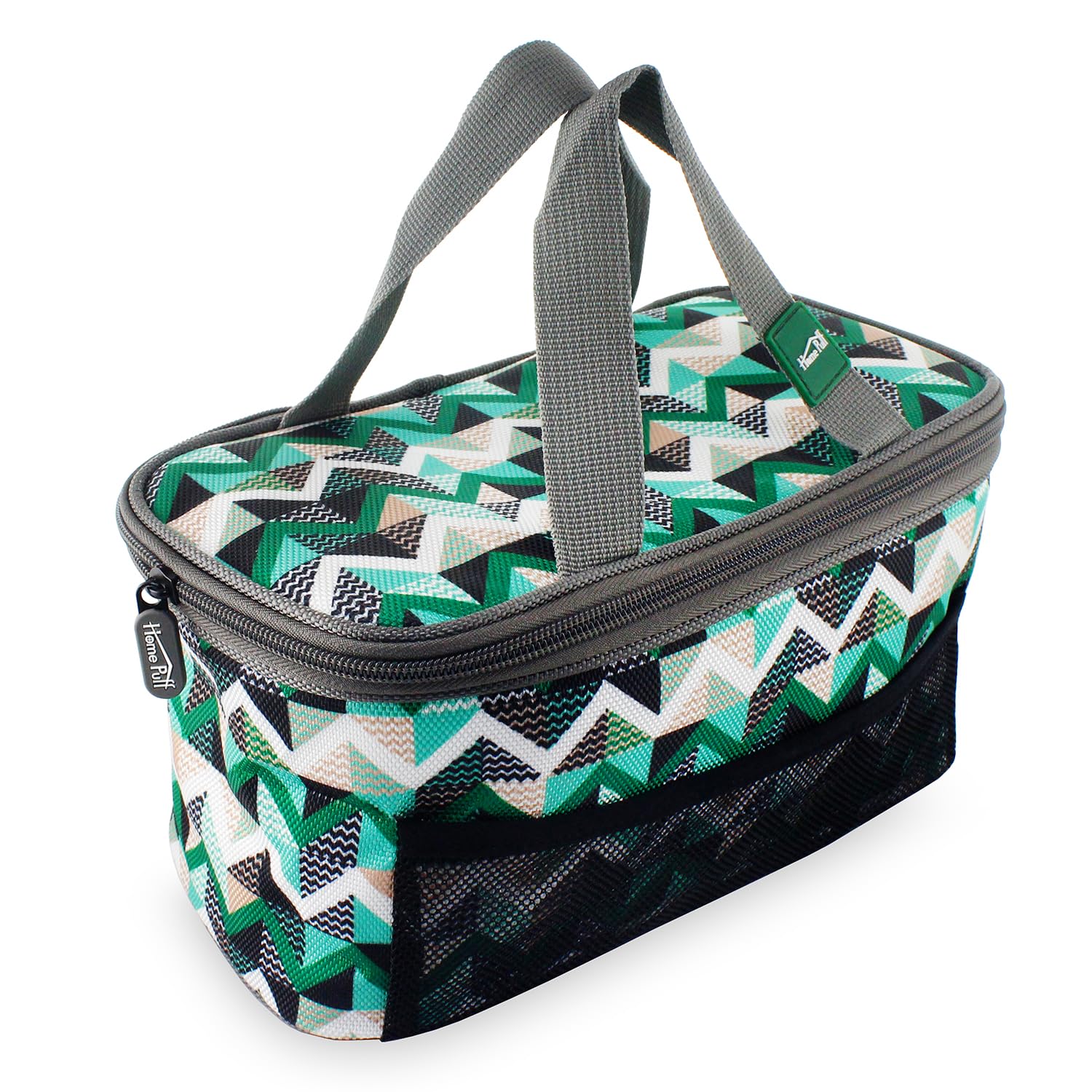 Home PuffLunch Bag for Women & Men, Insulated Lunch Bag for 4 containers, Tiffin Lunch Bag for Office/College/School, Lightweight, Durable Handles, Cutlery Holder, Water Resistant, Green