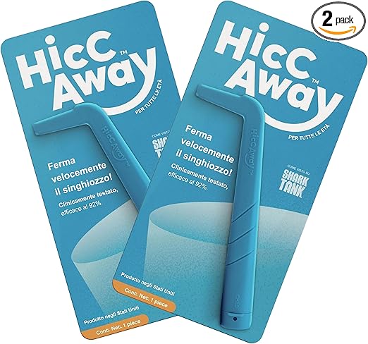 HICCAWAY Hiccup Straw - Stops Hiccups Naturally & Fast - As Seen On Shark Tank - Clinically Proven Relief for All Ages, Children & Adults - Safe, Lightweight, & Reusable (Blue, 2 Pack)