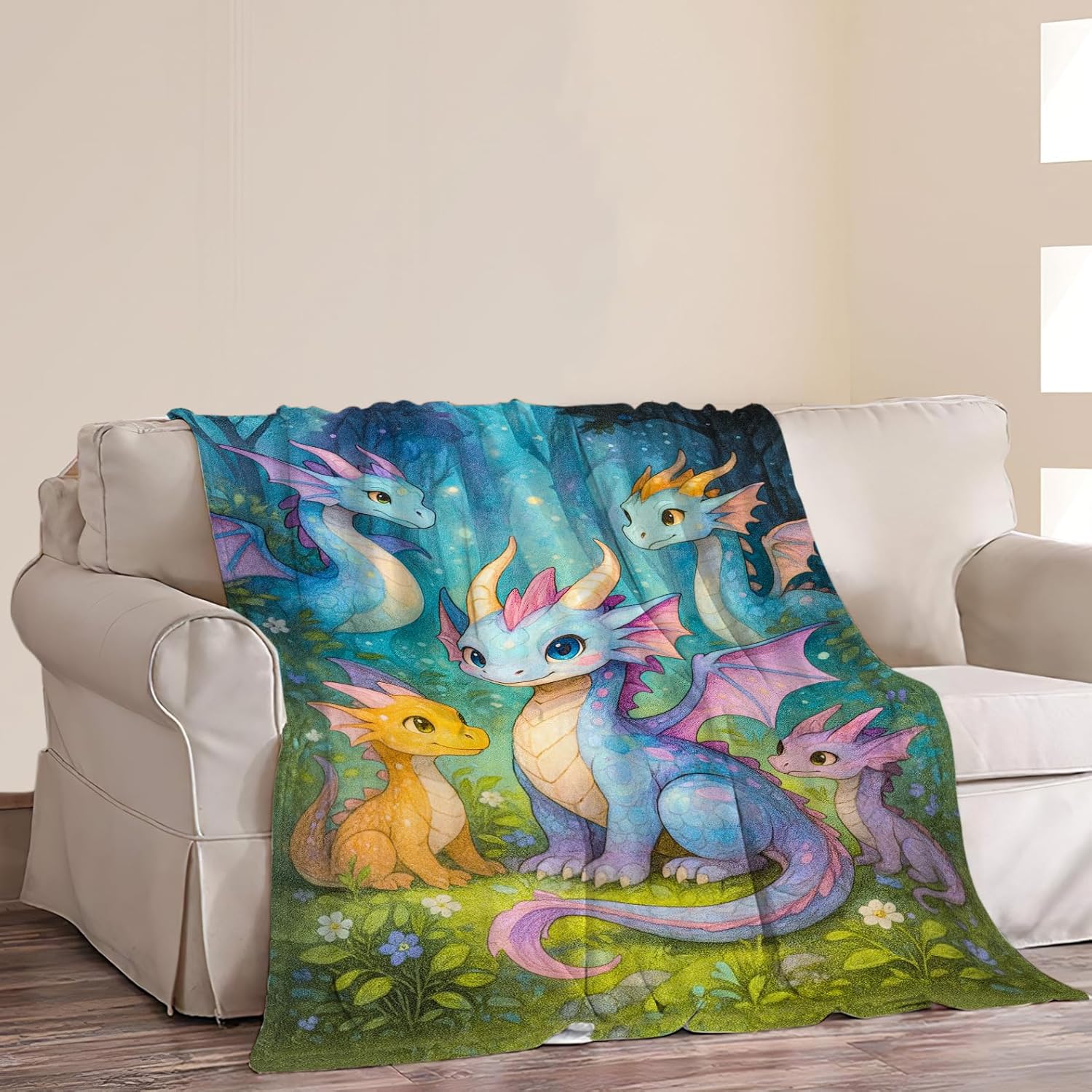 Dragon Blanket Cartoon Western Dragon Throw Blanket Fuzzy Plush Super Fleece Plush Soft Cozy Warm Stuff Bedding Nursery Toddler Baby Blankets Gifts for Boys Girls Kids Adult Men Women 40"X50" - Image 8